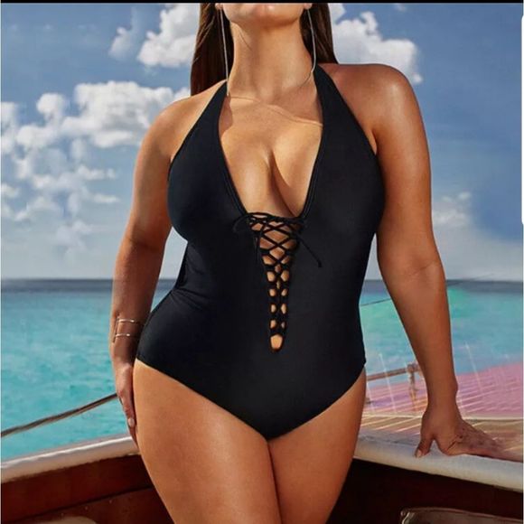 Summer Women Plus Size Deep V Straps One-piec - Picture 8 of 9